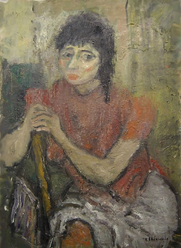 Ragazza seduta, sd 1950-’53,olio, Napoli, collezione privata